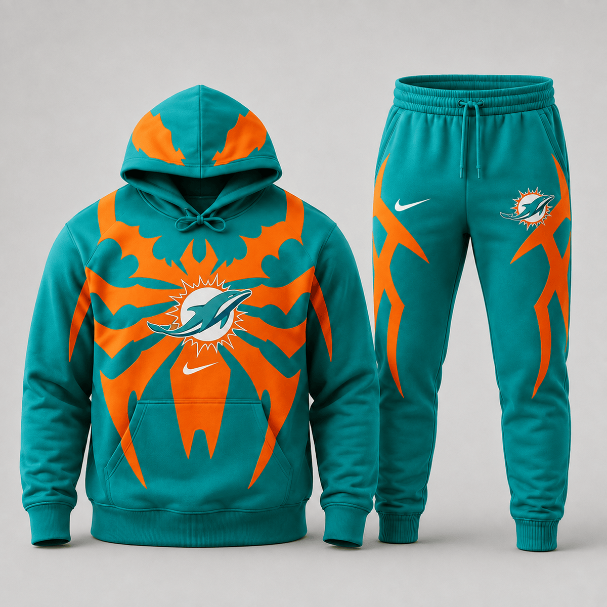 Premium NFL x MIA Spider Web Graphic Hoodie & Jogger Pants Set