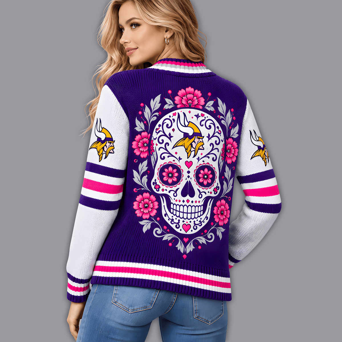 Premium NFL x MIN Floral Skull Knit Cardigan