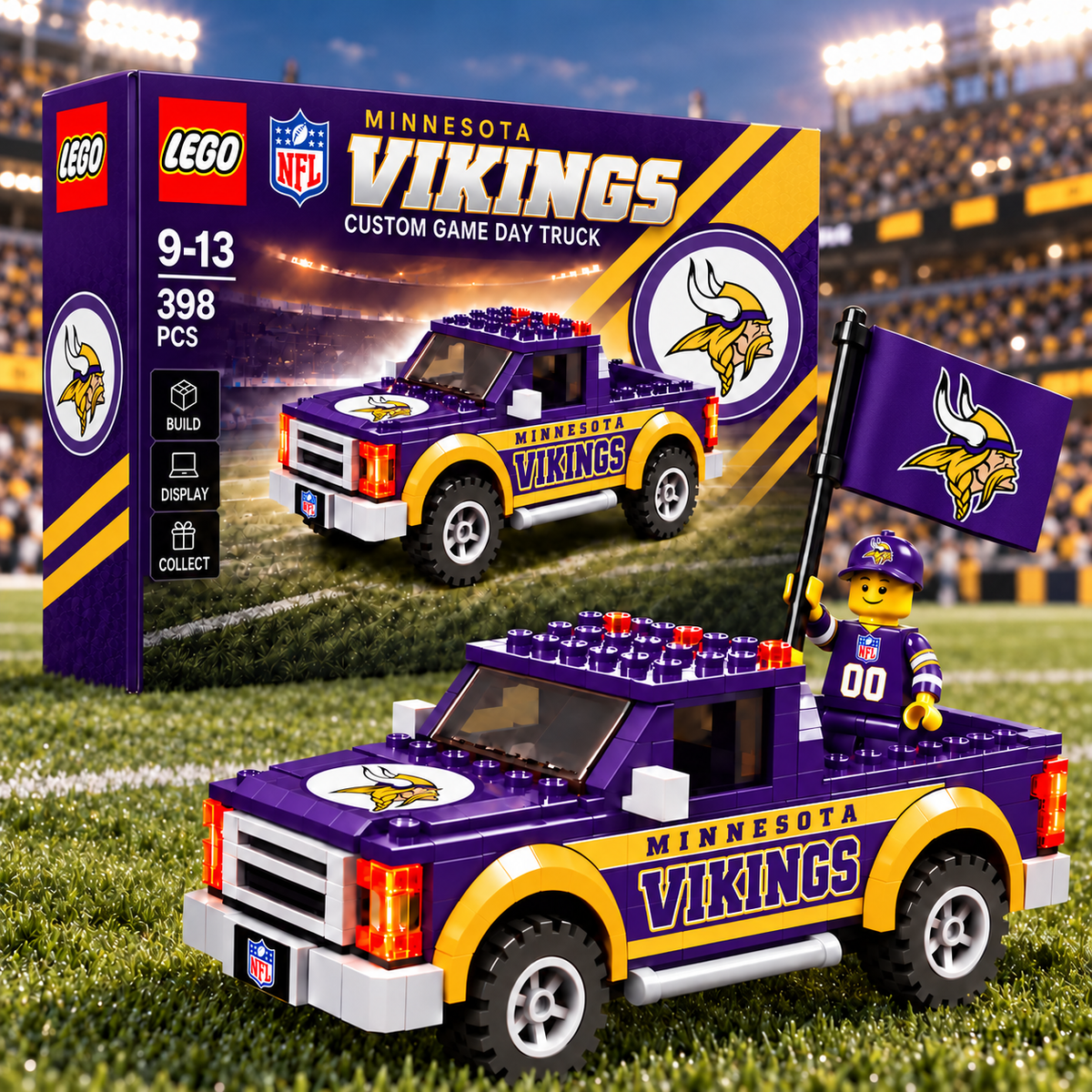Premium NFL x MIN Game Day Building Blocks Truck Toy Set