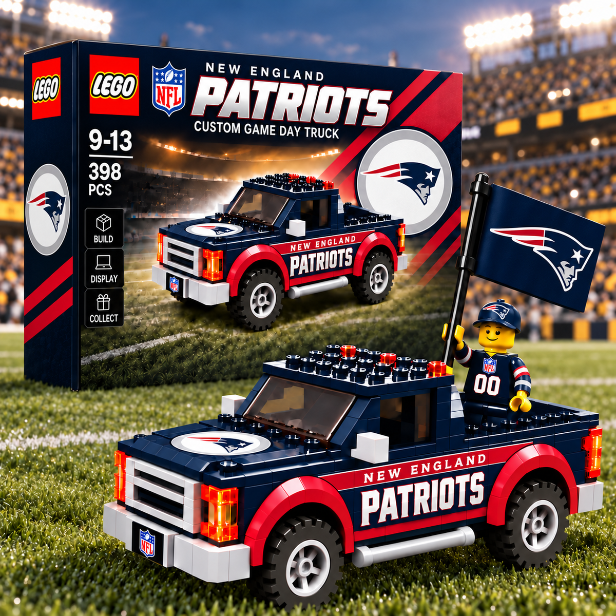 Premium NFL x NE Game Day Building Blocks Truck Toy Set