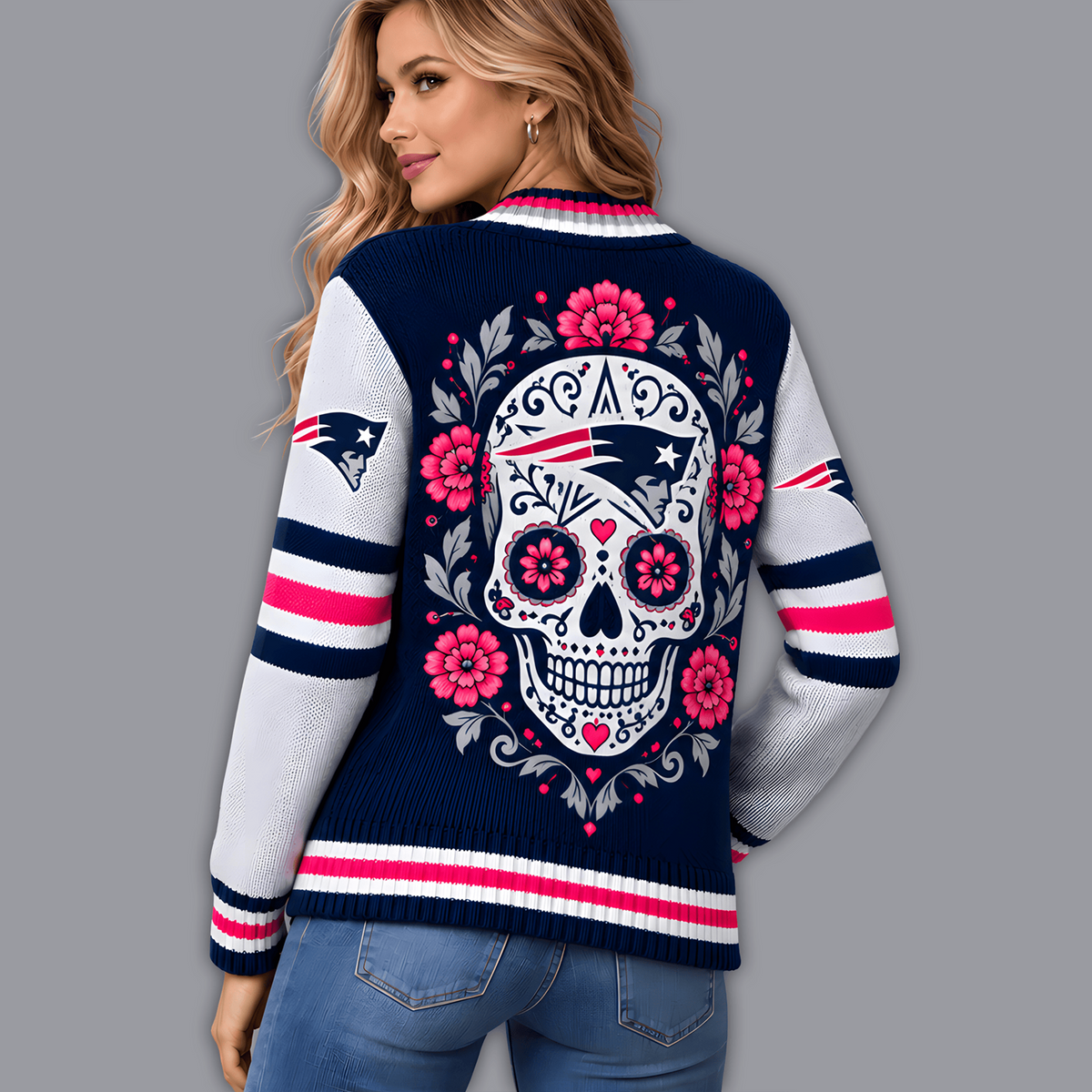 Premium NFL x NEP Floral Skull Knit Cardigan