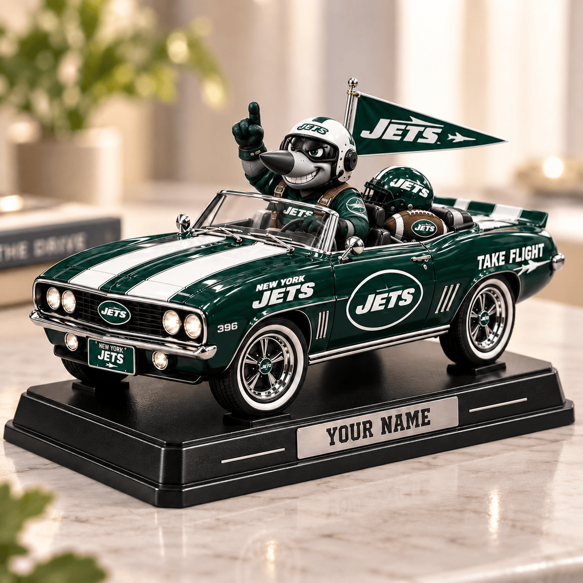 Premium NFL x NYJ Car Personalized Name Acrylic Block Plaque