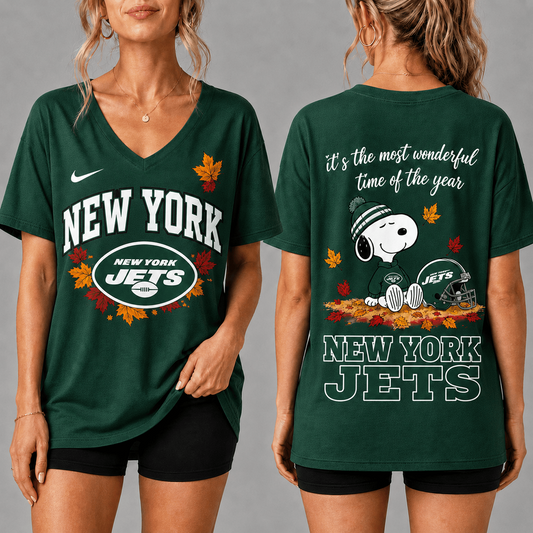 Premium NFL x NYJ Fall Football Season Comfort V-neck