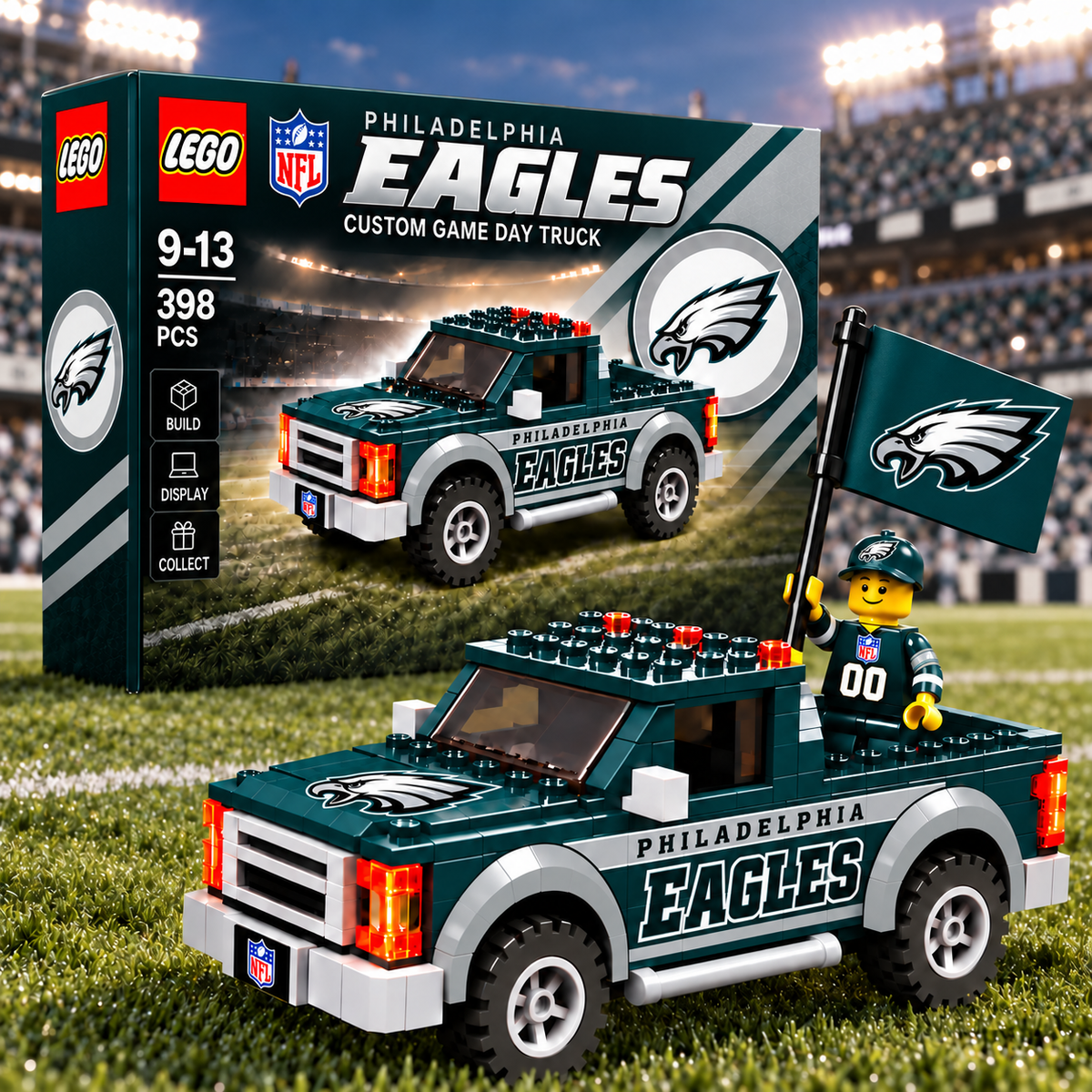 Premium NFL x PHI Game Day Building Blocks Truck Toy Set