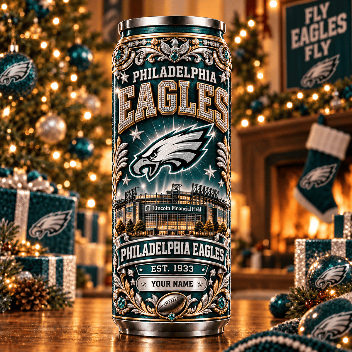 Premium NFL x PHI Personalized Name Can Tumbler