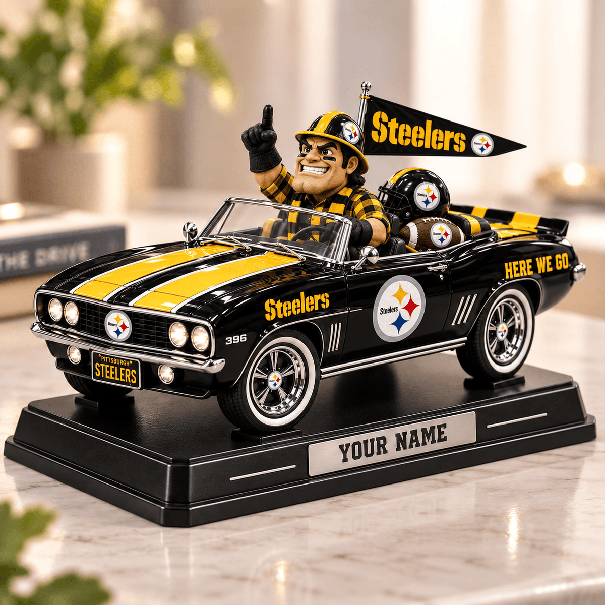 Premium NFL x PIT Car Personalized Name Acrylic Block Plaque