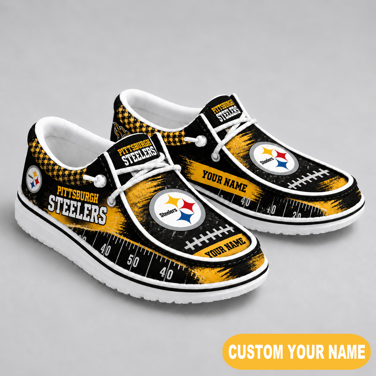 Premium NFL x PIT Game Day Yard Line Loafer Shoes