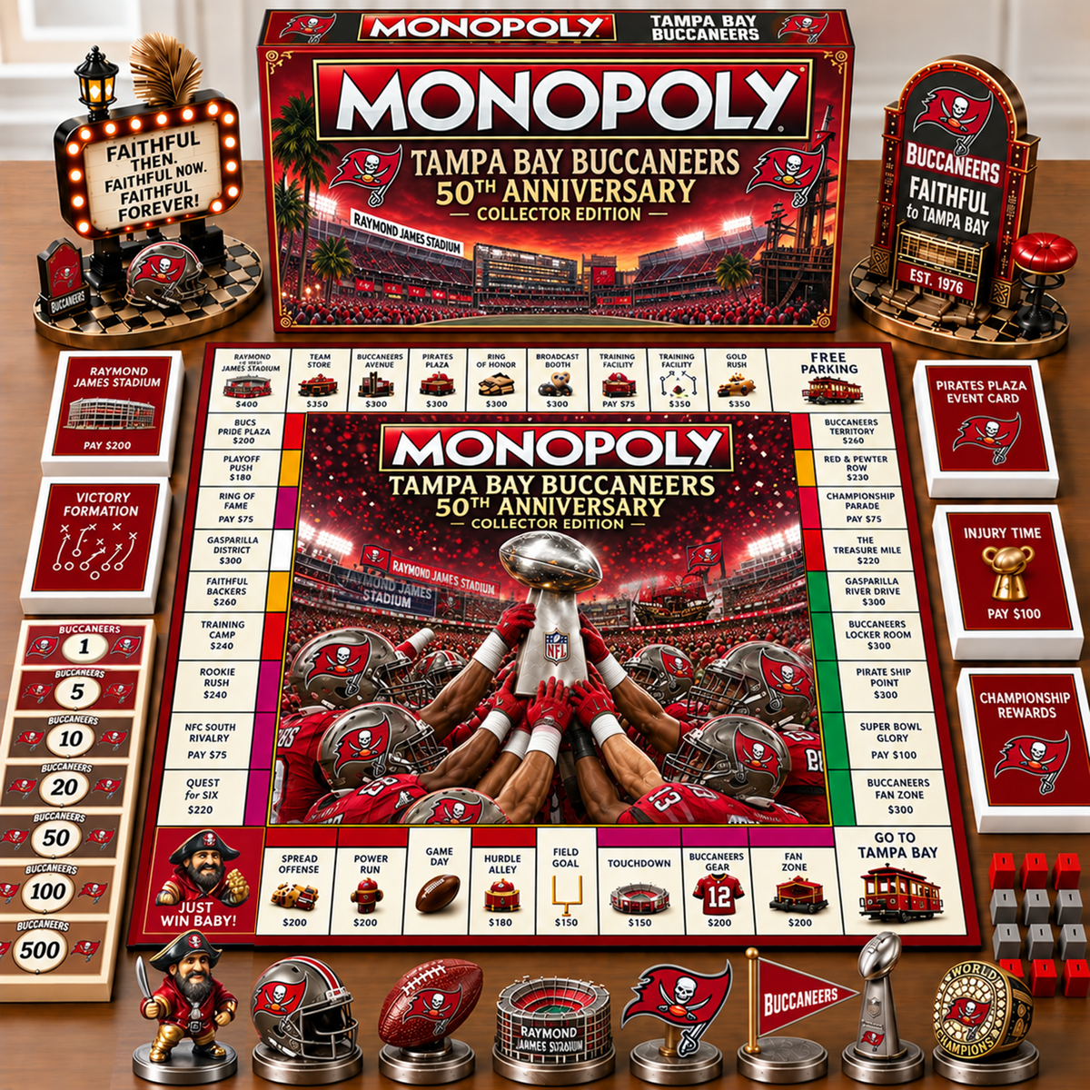 Premium NFL x TB Champion Theme Monopoly Collector Edition Board Game