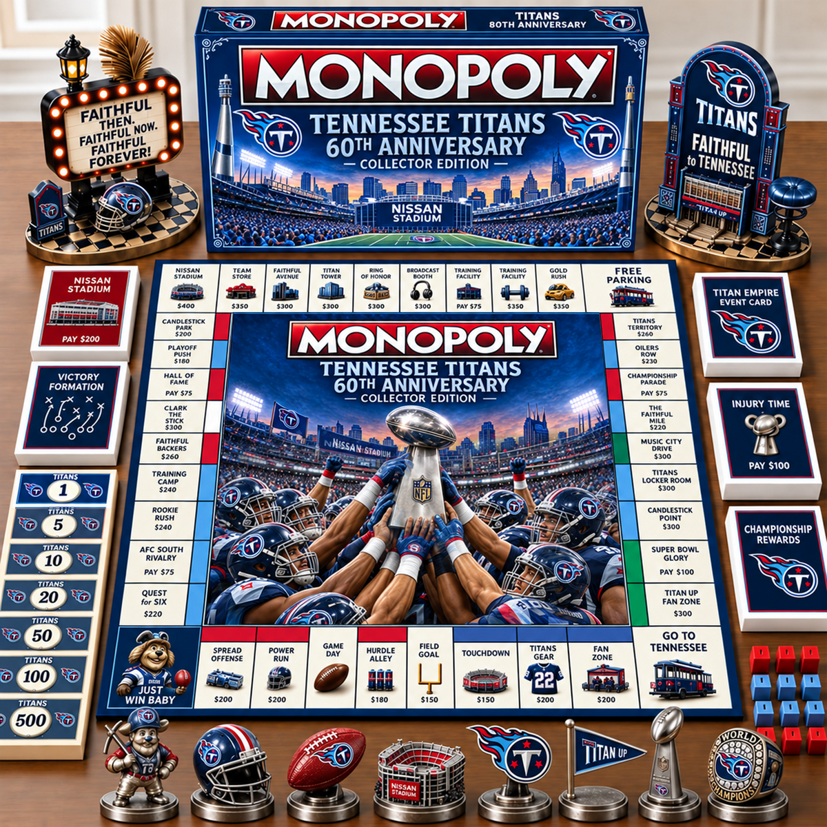 Premium NFL x TEN Champion Theme Monopoly Collector Edition Board Game