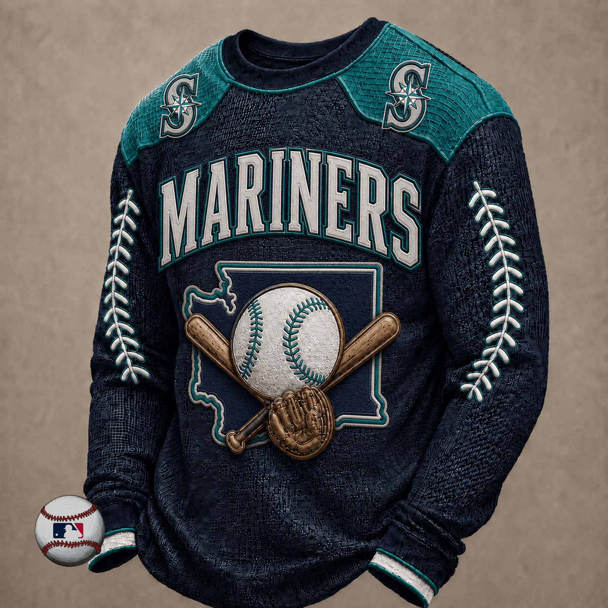 SEA x MLB Baseball Team Embroidered Crewneck Sweatshirt