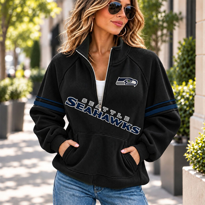 SEA x NFL Corduroy half-zip sweatshirt