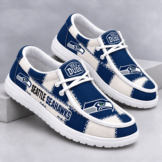 SEA x NFL Team Logo Patchwork Loafer Shoes