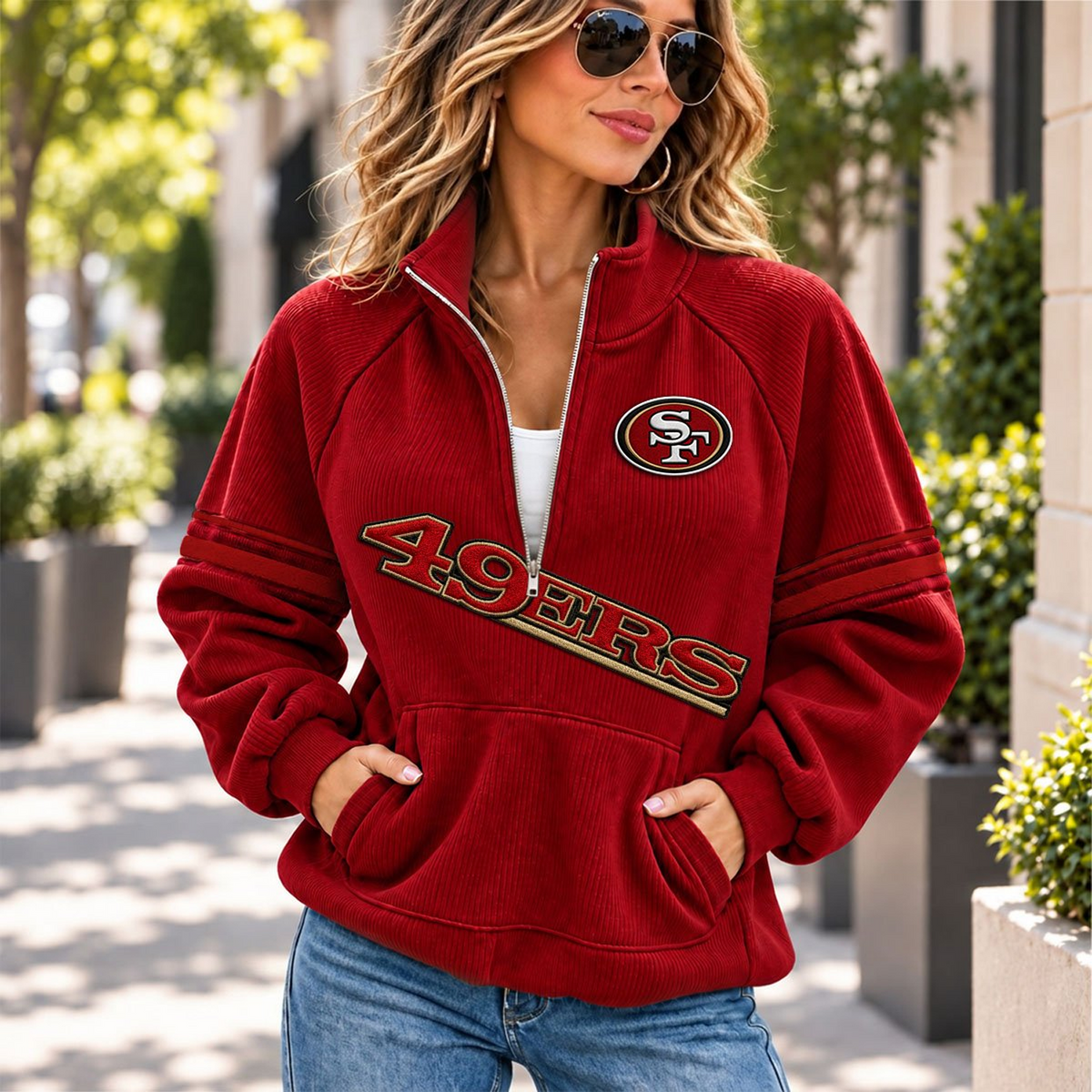 SF x NFL Corduroy half-zip sweatshirt