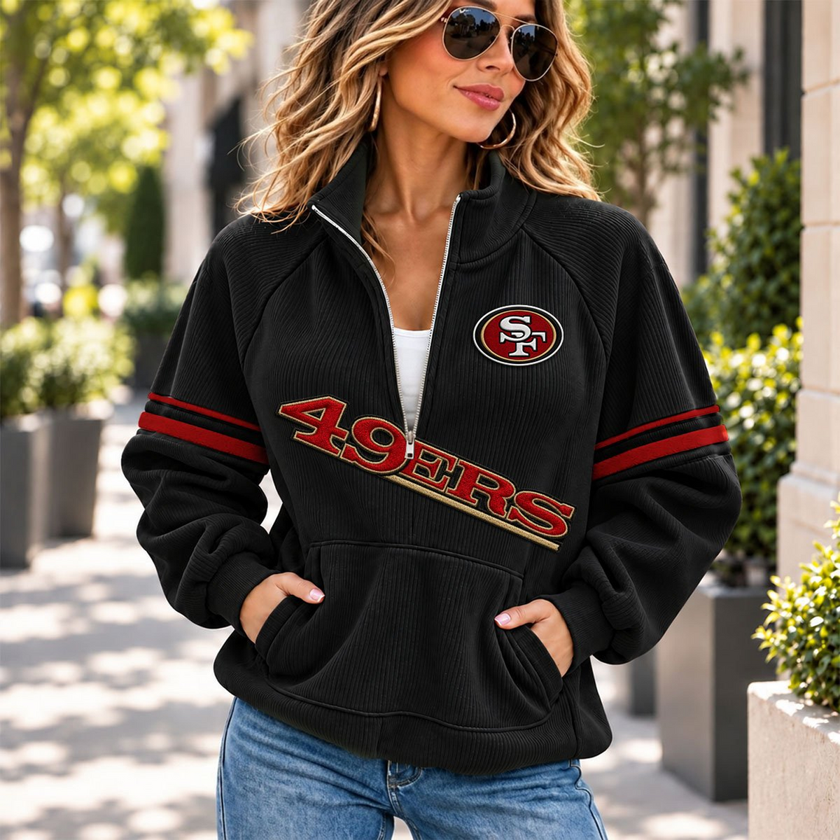 SF x NFL Corduroy half-zip sweatshirt