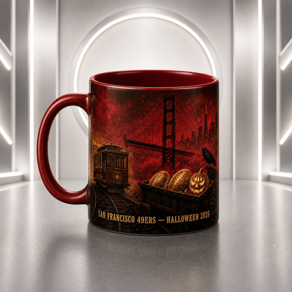 SF49 Halloween Football Mug – The Frozen Cornfield Spooky Fan Gift DDT