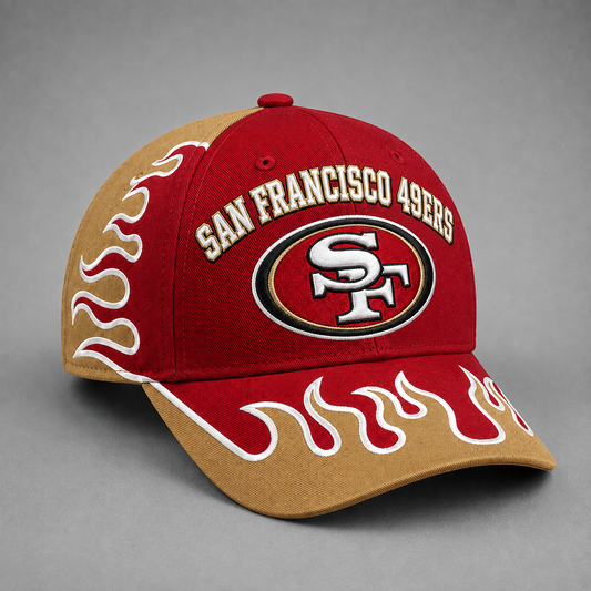 SF49 Premium NFL Flame Curved Brim Baseball Cap