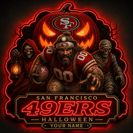 SF49 x NFL Halloween Personalized Acrylic Wall Led Sign Colorful Colors Gifts For Fan