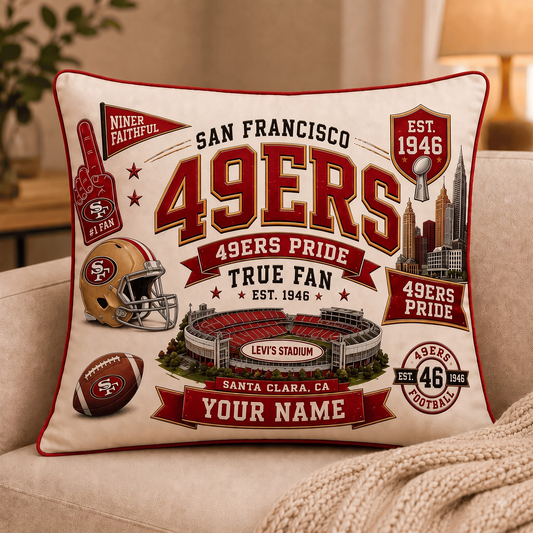 SF49 x NFL Premium Vintage Pillow Case Personalized Gift For True Fan