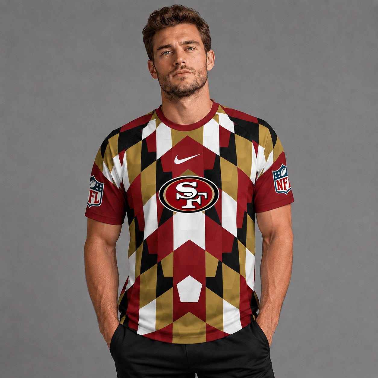 SF49 x Premium NFL Geometric Fan Performance T-Shirt