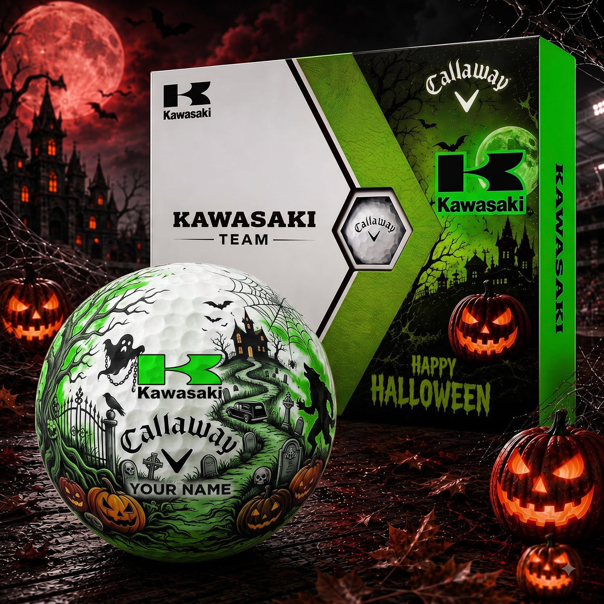 SIGANATURE KAW X KW EXCLUSIVE SPOOKY NIGHT PERSONALIZED GOLF BALL COLLECTION NDT NHM 030926