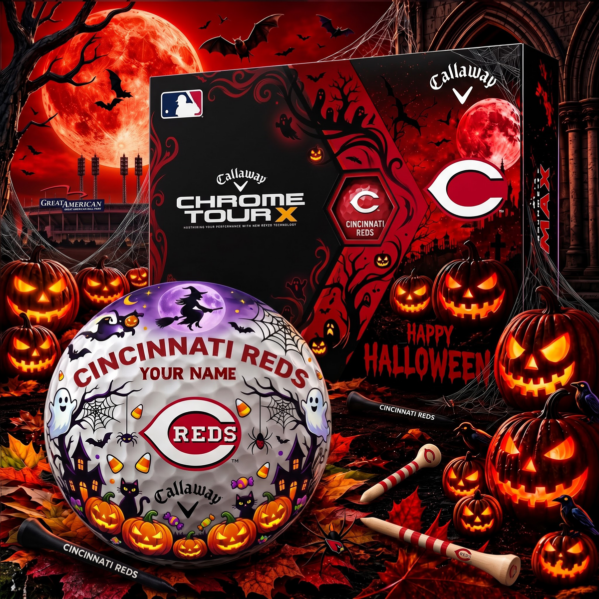 SIGNATURE MLB X CIN EXCLUSIVE PERSONALIZED HALLOWEEN HORROR FAIRWAY V3 GOLF BALL COLLECTION