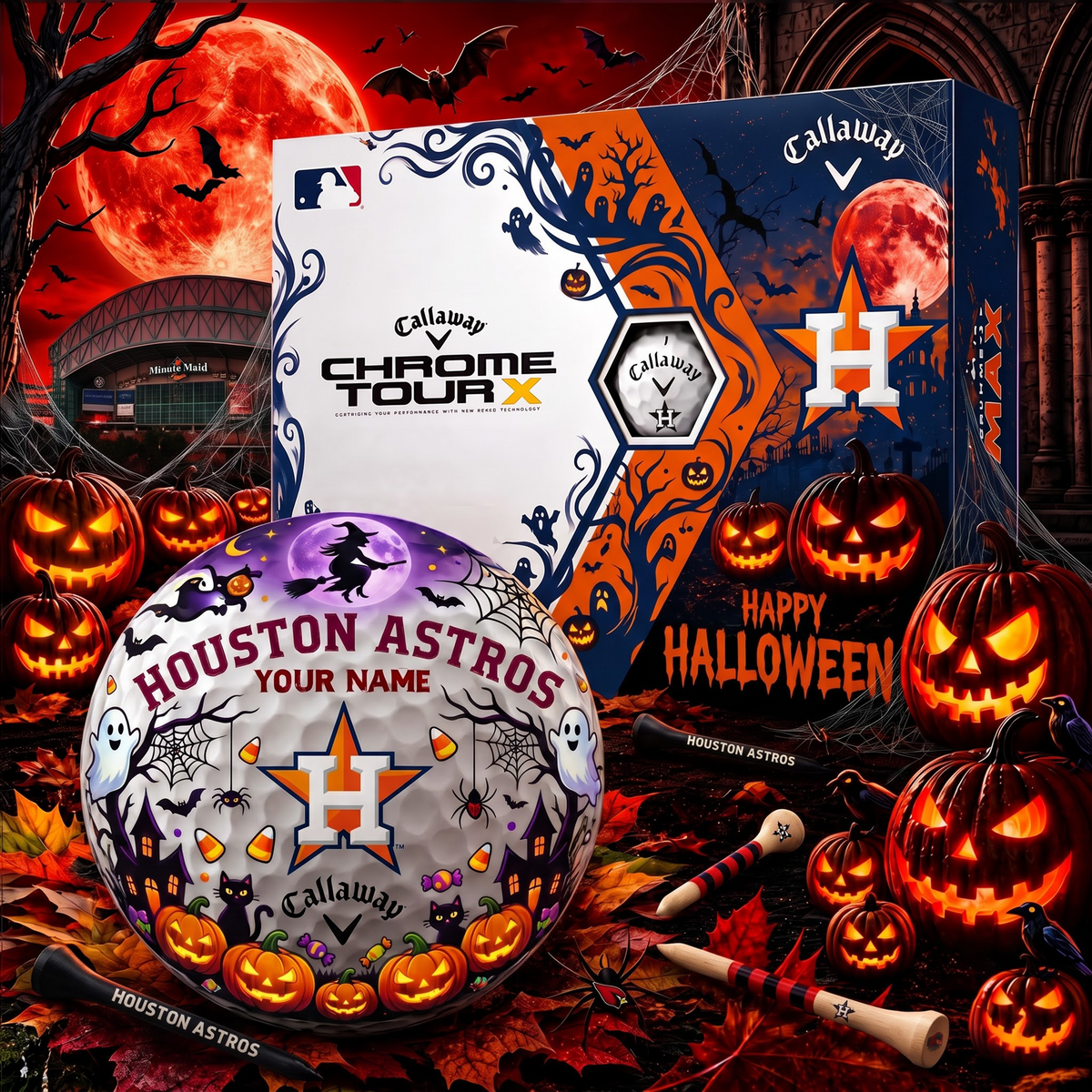 SIGNATURE MLB X HA EXCLUSIVE PERSONALIZED HALLOWEEN HORROR FAIRWAY V3 GOLF BALL COLLECTION