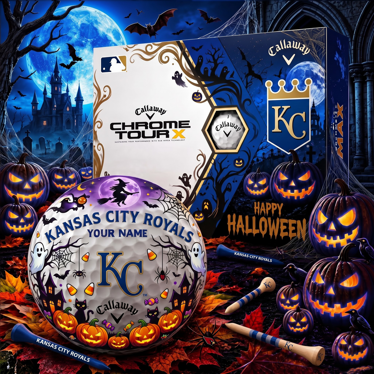 SIGNATURE MLB X KCR EXCLUSIVE PERSONALIZED HALLOWEEN HORROR FAIRWAY V3 GOLF BALL COLLECTION