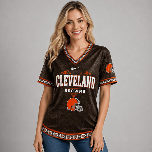 SIGNATURE NFL X CLE EXCLUSIVE WOMEN CLASSIC FLORAL SATIN SHIRT LIMITED EDITION