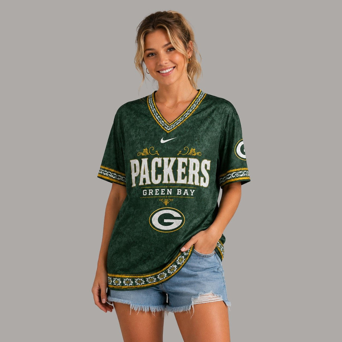 SIGNATURE NFL X GB EXCLUSIVE WOMEN CLASSIC FLORAL SATIN SHIRT LIMITED EDITION