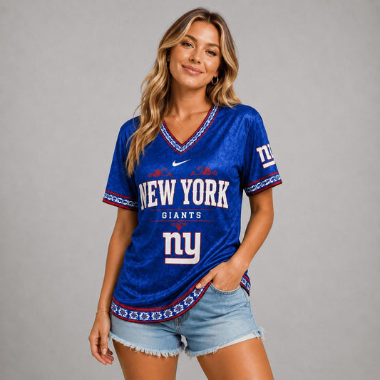 SIGNATURE NFL X NYG EXCLUSIVE WOMEN CLASSIC FLORAL SATIN SHIRT LIMITED EDITION