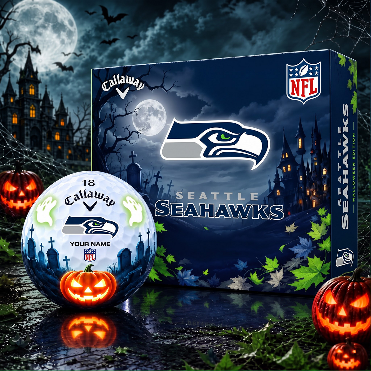 SIGNATURE NFL X SS DELUXE PERSONALIZED HALLOWEEN HORROR FAIRWAY SERIES V3 GOLF BALL COLLECTION