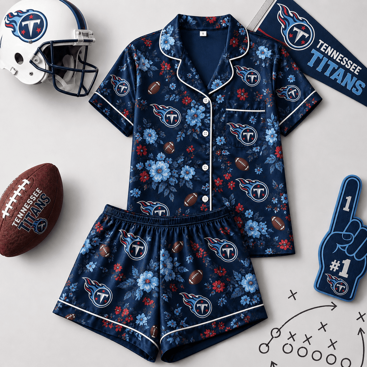 SIGNATURE NFL X TT EXCLUSIVE Blooming Game Day Pajamas Set
