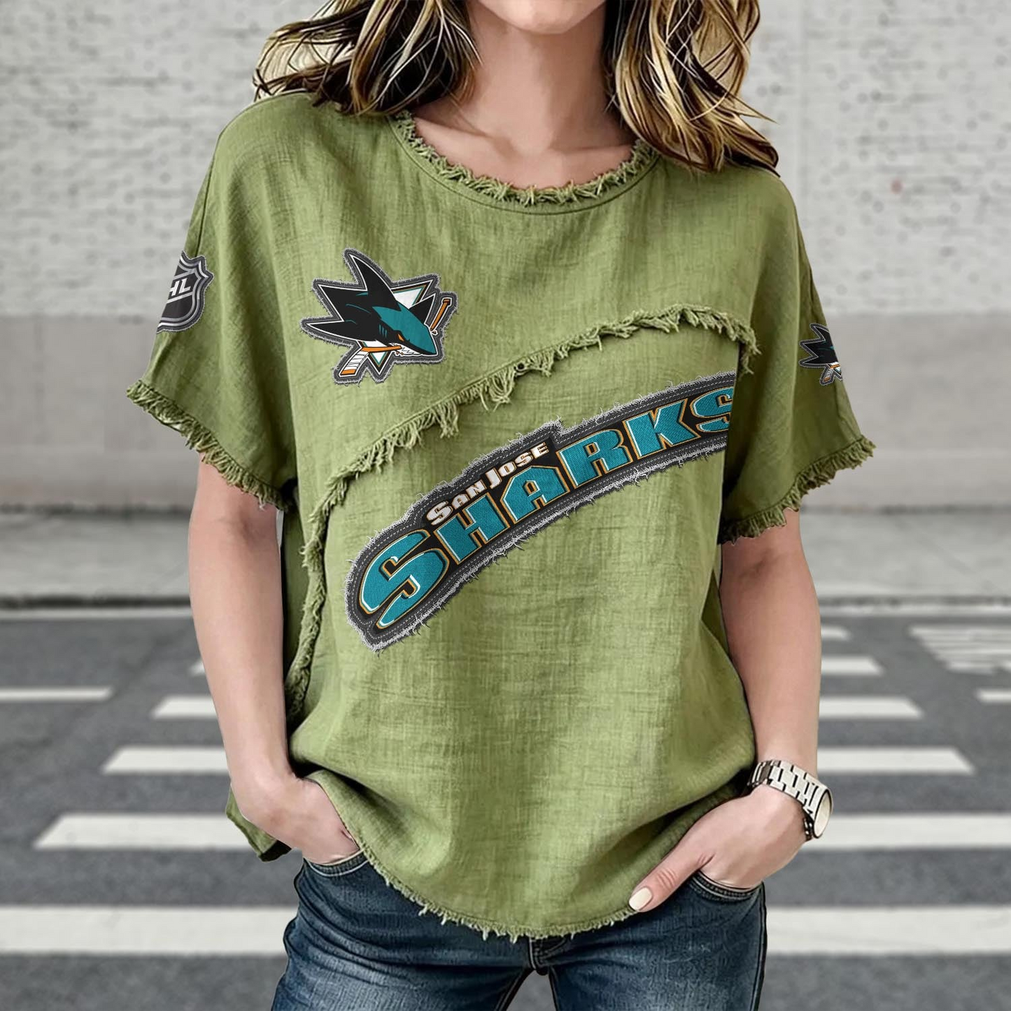 SJS x NHL Women’???s Vintage O-Neck 2905 DatND DVT