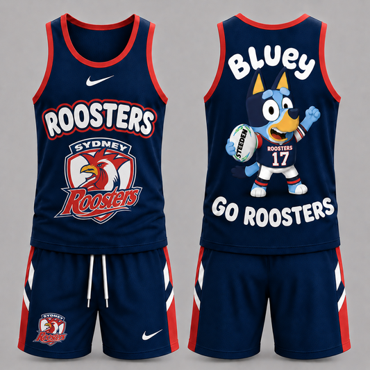 SYD Premium NRL Game Day Cartoon Character Sleeveless Tank Top & Shorts Set