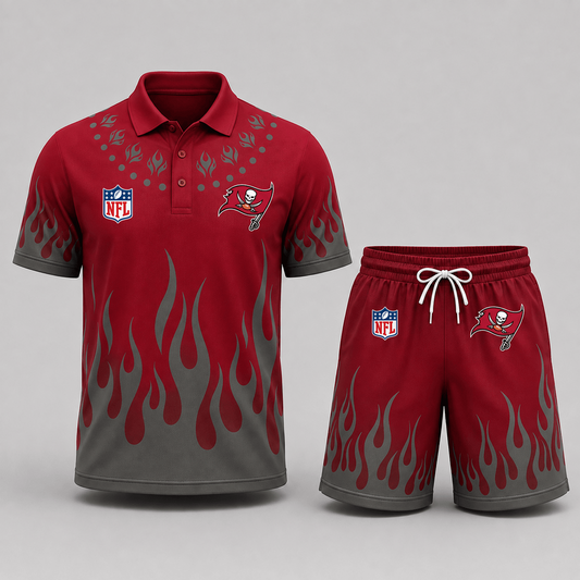 TB Premium NFL Flame Performance Polo Shirt & Shorts Set