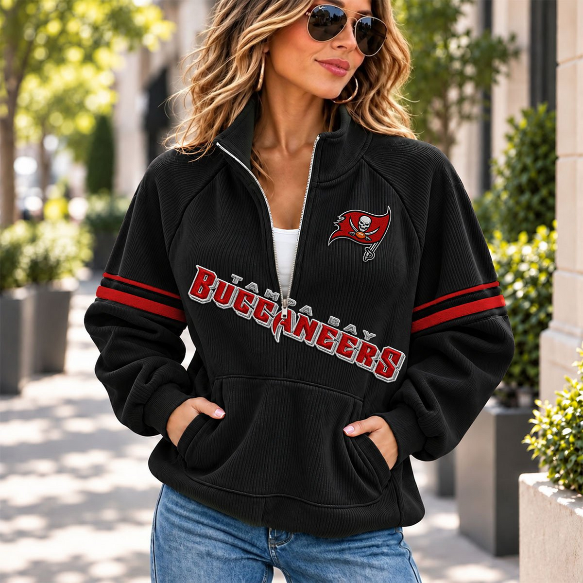 TB x NFL Corduroy half-zip sweatshirt