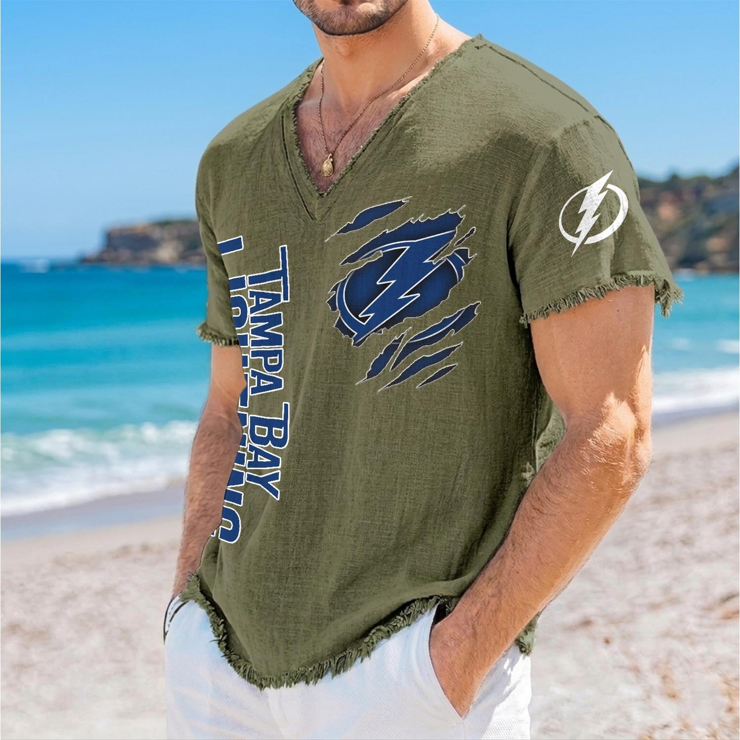 TPL x NHL V-Neck Linen Beach Shirt 1905 DatND DVT