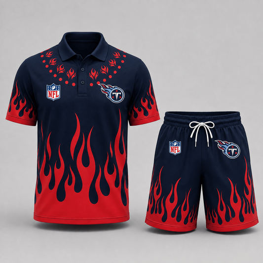 TEN Premium NFL Flame Performance Polo Shirt & Shorts Set