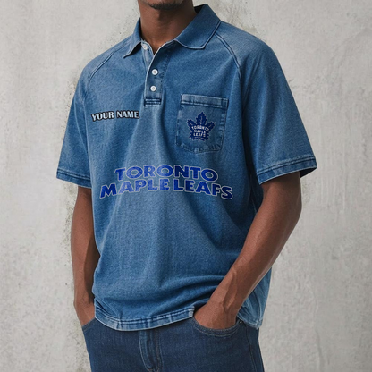 TOR x NHL Men's Distressed Turn-Down Collar Polo DATND TANTD 250526