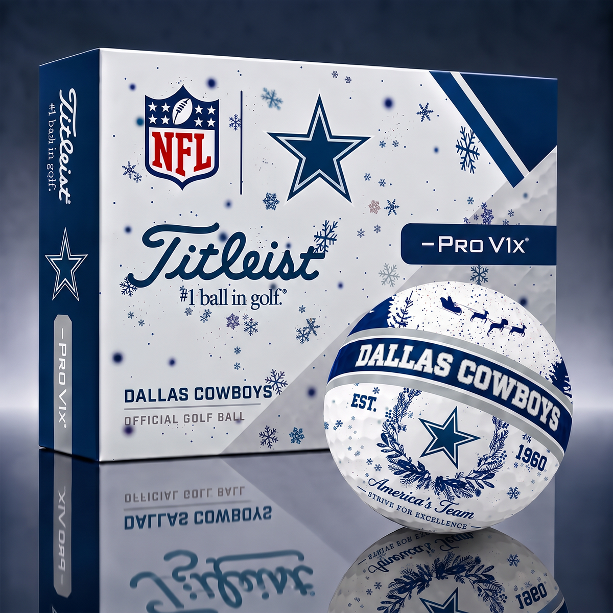 Titleist Premium NFL x DAL PERSONALIZED GOLF BALL CHRISTMAS V1