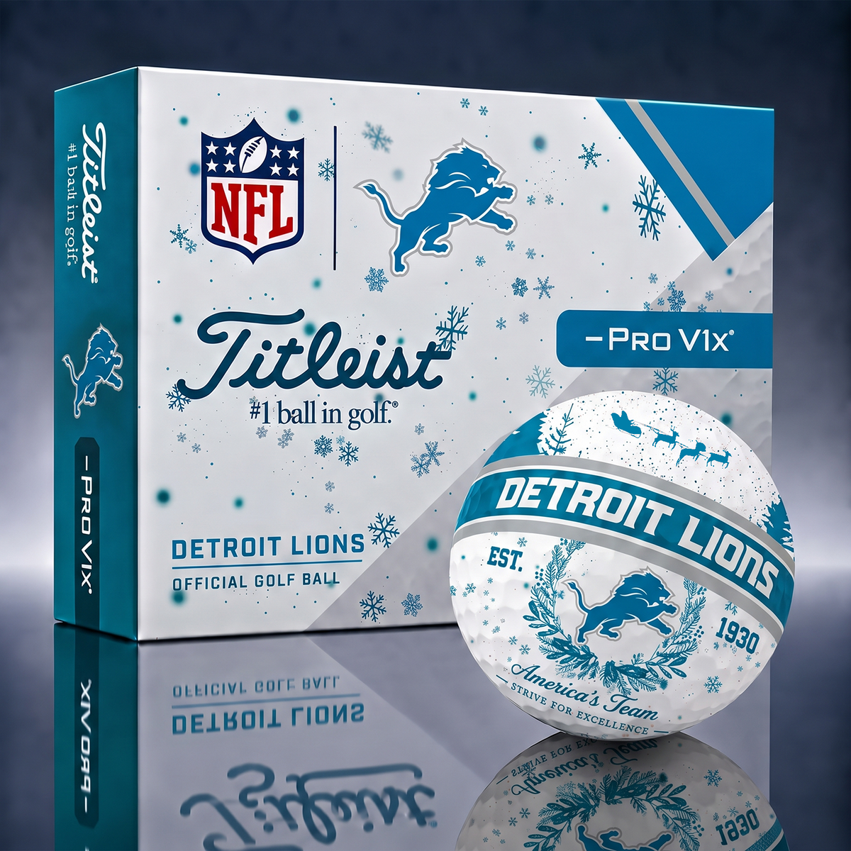 Titleist Premium NFL x DET PERSONALIZED GOLF BALL CHRISTMAS V1