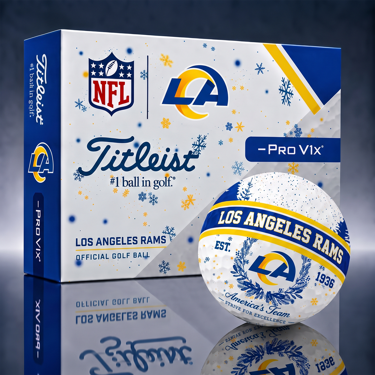 Titleist Premium NFL x LAR PERSONALIZED GOLF BALL CHRISTMAS V1