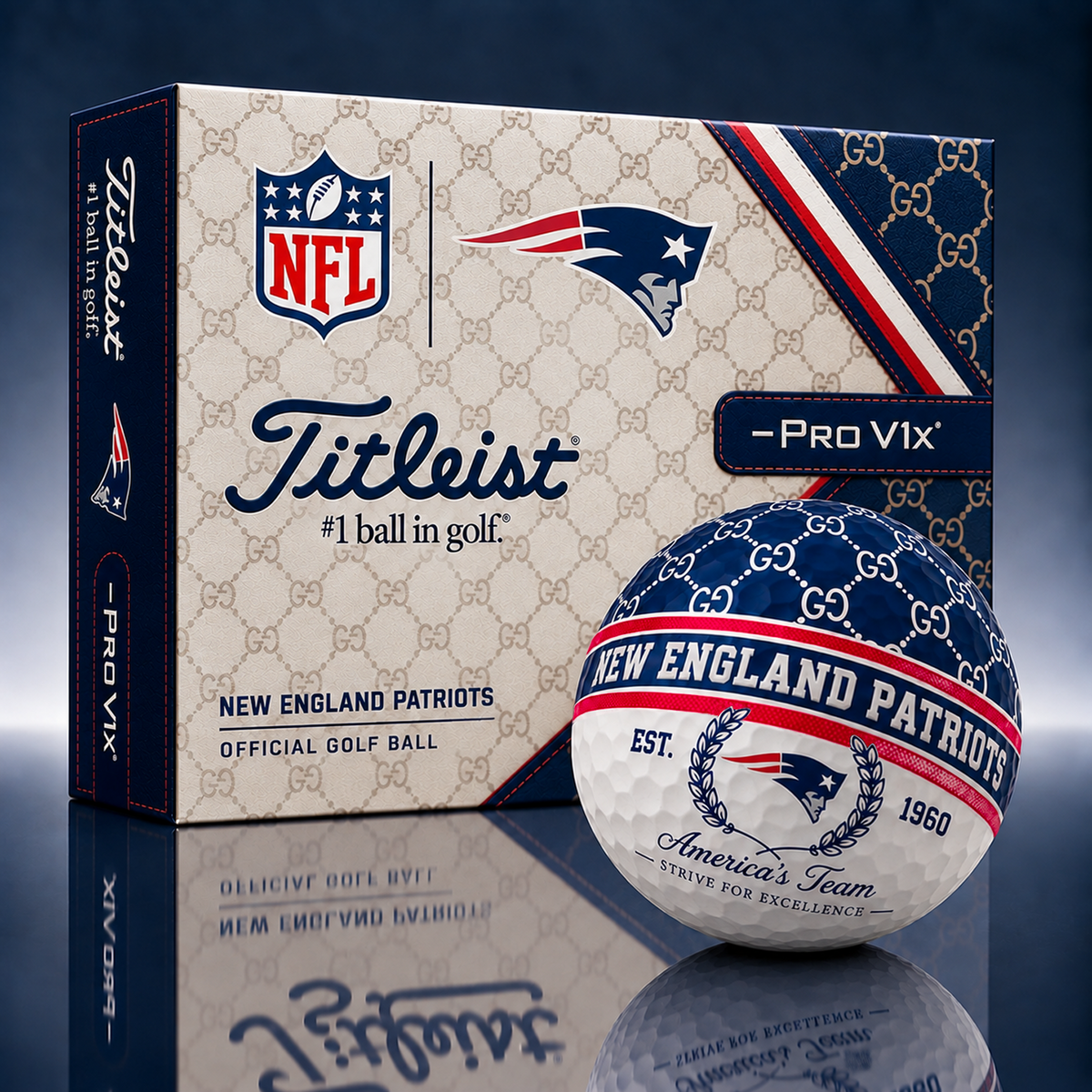 Titleist X GC Premium NFL NE PERSONALIZED GOLF BALL LIMITED EDITION V1