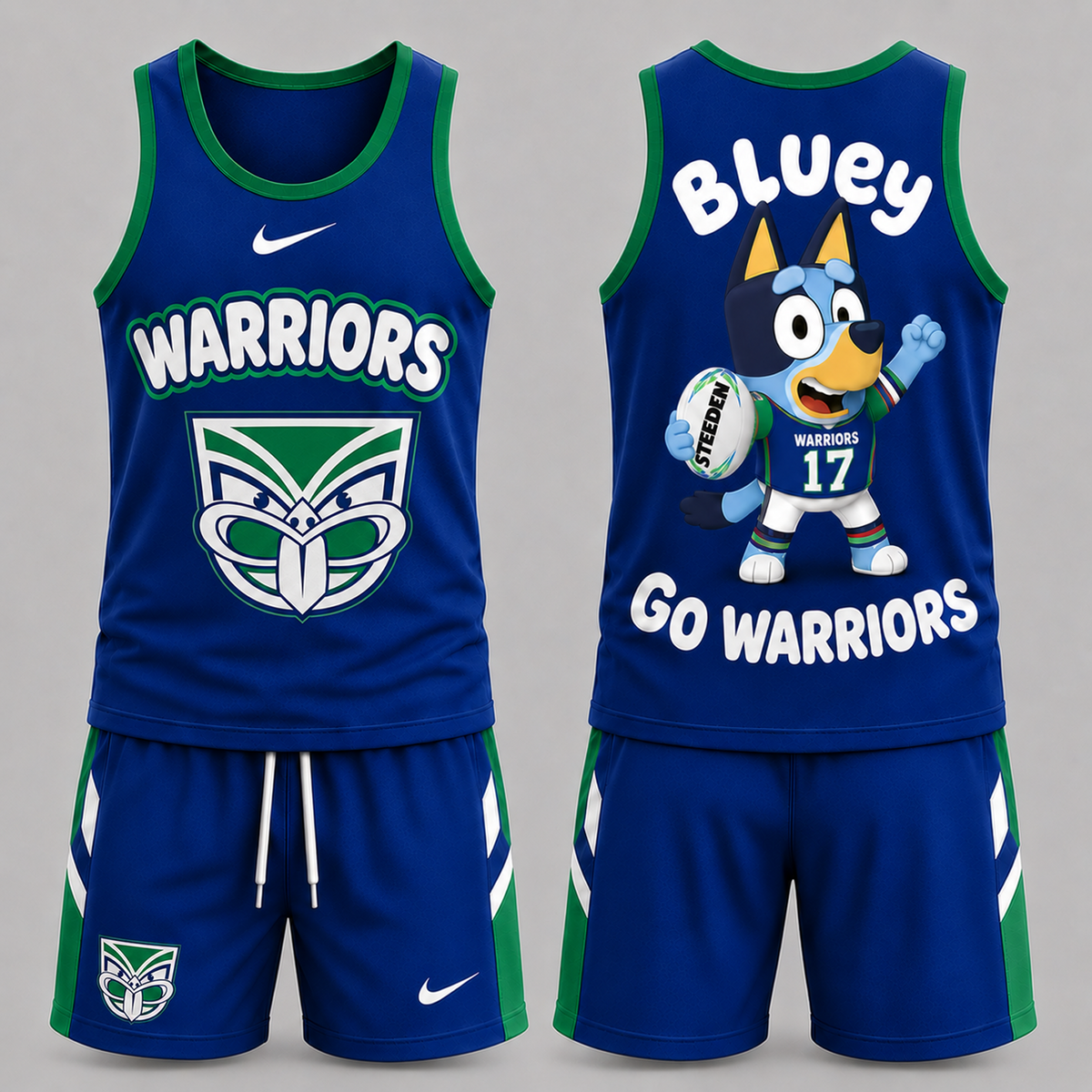 WAR Premium NRL Game Day Cartoon Character Sleeveless Tank Top & Shorts Set