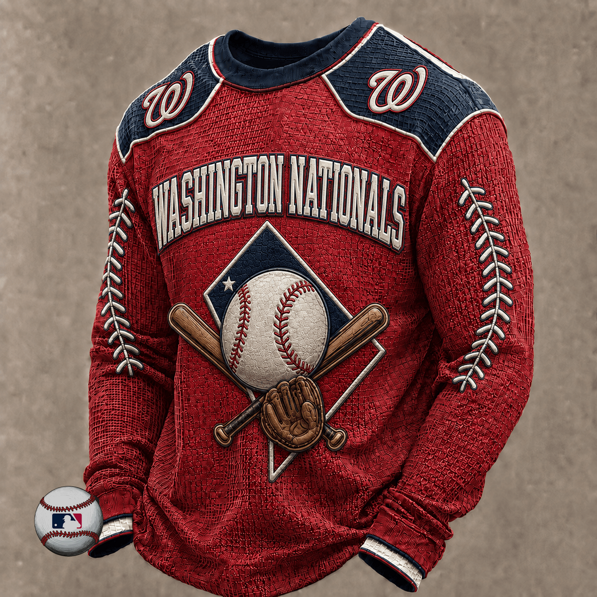 WAS x MLB Baseball Team Embroidered Crewneck Sweatshirt