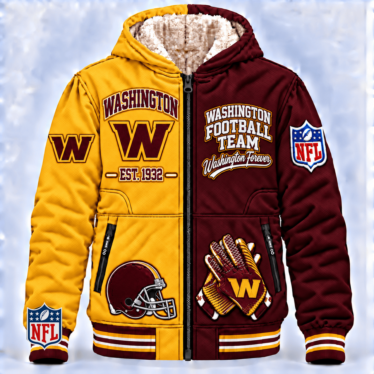 WAS x NFL Hooded Varsity Bomber Jacket