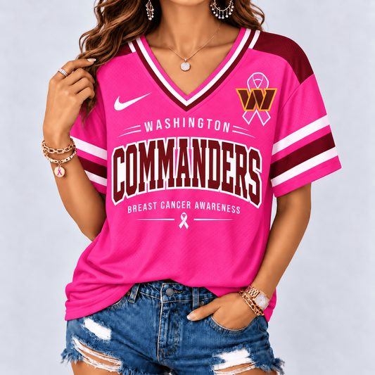 WAS x NFL Pink Breast Cancer Awareness V-neck Shirt