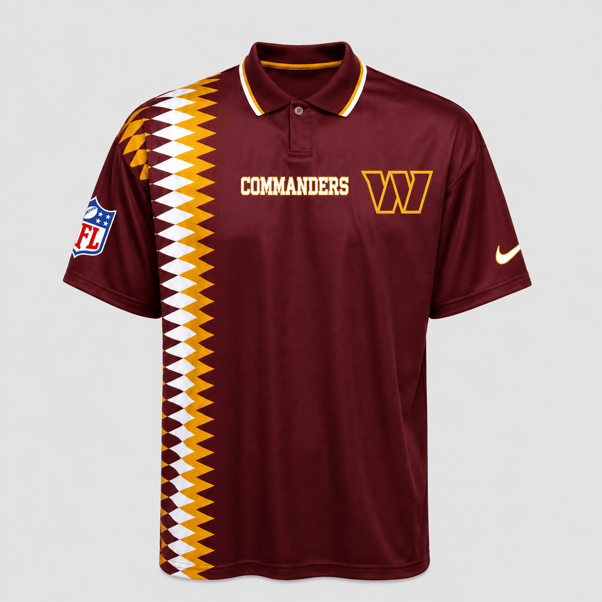 WC Premium NFL Men’s Sporty Zigzag Stripe Polo Shirt