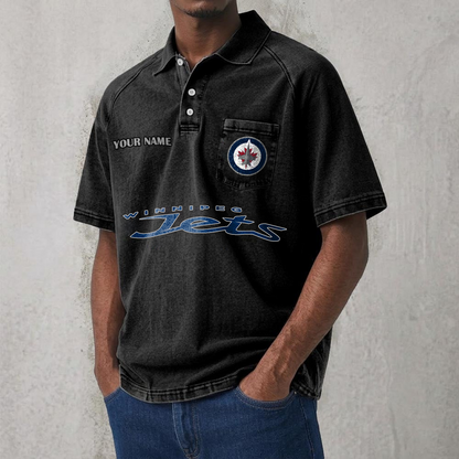 WPG x NHL Men's Distressed Turn-Down Collar Polo DATND TANTD 250526